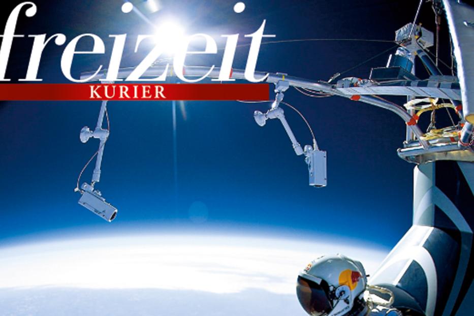 Felix Baumgartner während seines Stratosphärensprungs über der Erde.