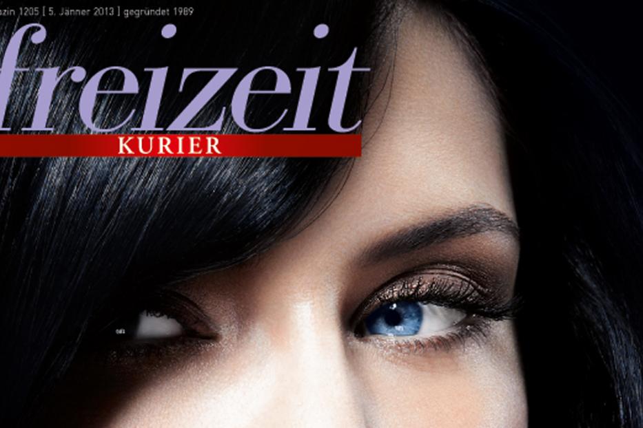Das Cover der Zeitschrift „Freizeit Kurier“ zeigt das Gesicht einer Frau mit blauem Auge.