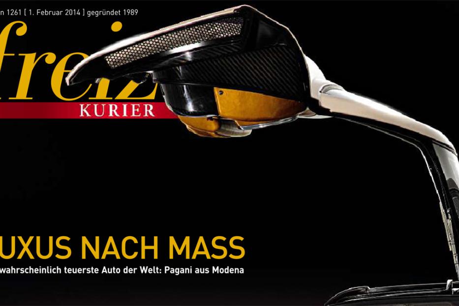 Das Cover des „Freizeit Kurier“ zeigt einen Pagani aus Modena.