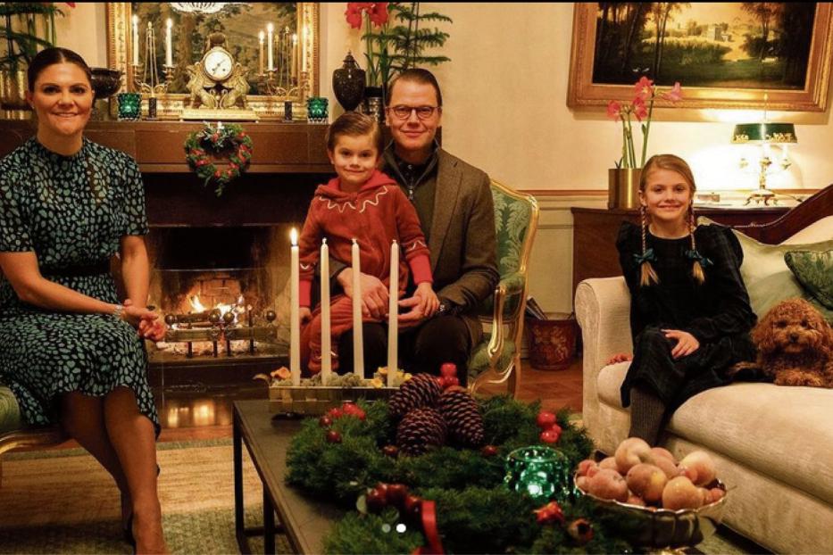 Kronprinzessin Victoria und Daniel von Schweden mit den Kindern Oscar und Estelle