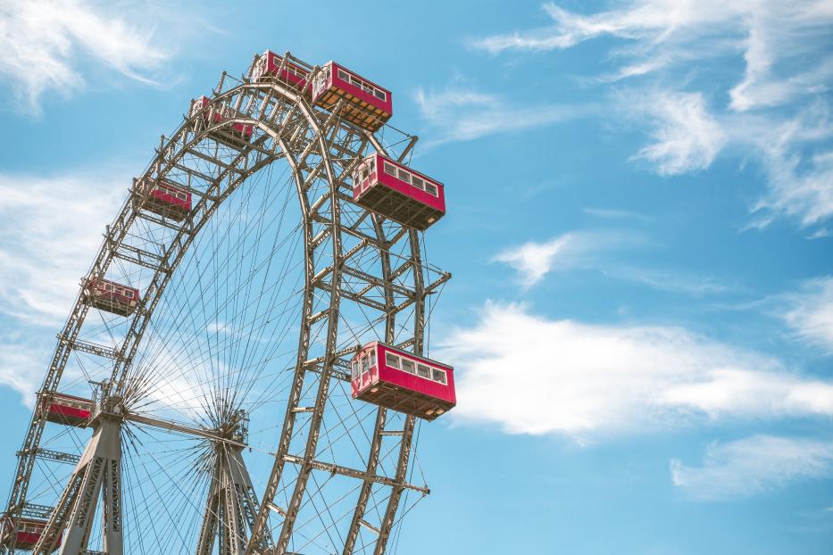 Close-up of observation wheel in Prater Park of Vienna