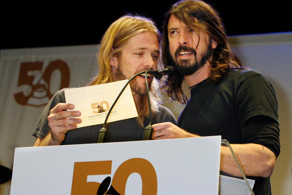 FILE PHOTO: Foo Fighters at the nominations for the 50th annual Grammy Awards in Hollywood