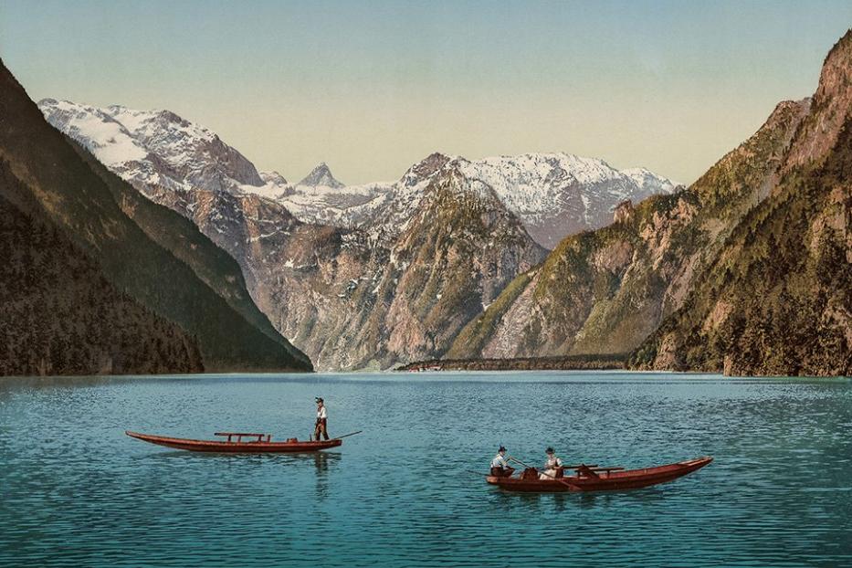 Ein bis heute klassisches Motiv: Der Königssee bei Berchtesgaden.