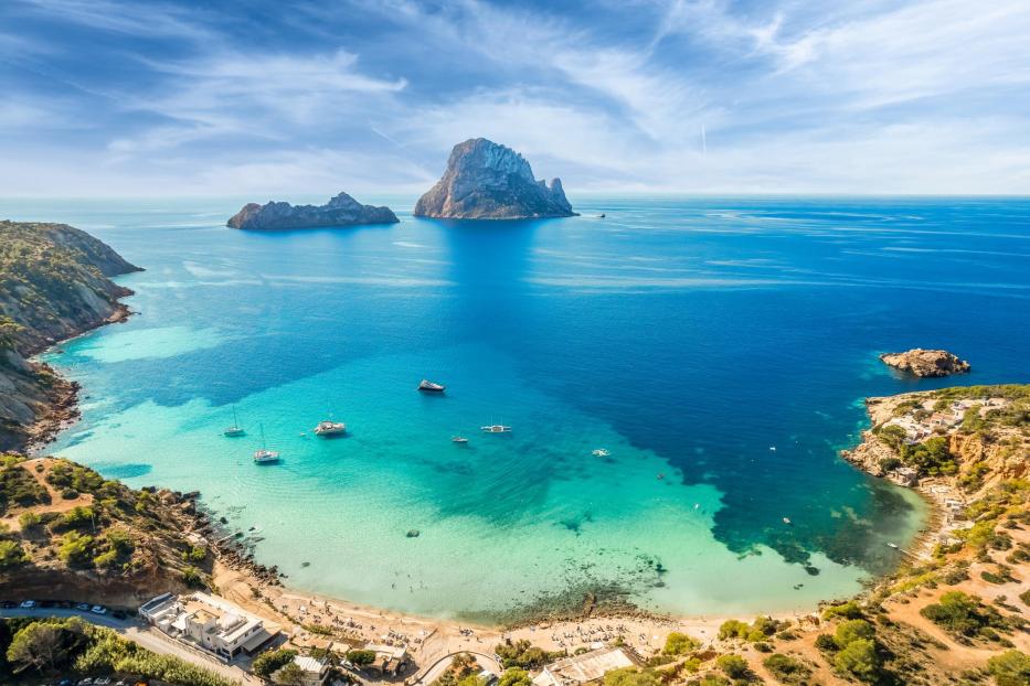 Aerial view of Cala d¸ÄôHort, Ibiza