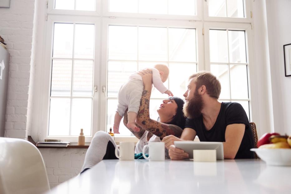 Young Family With Newborn Baby - Stock-Fotografie