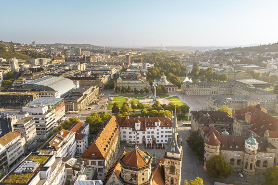 Stuttgarter Schlossplatz aus der Vogelperspektive