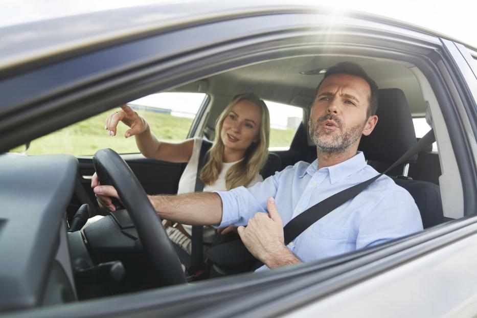 Caucasian of middle age couple during a car trip