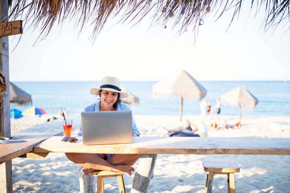 Wireless technology on the beach.