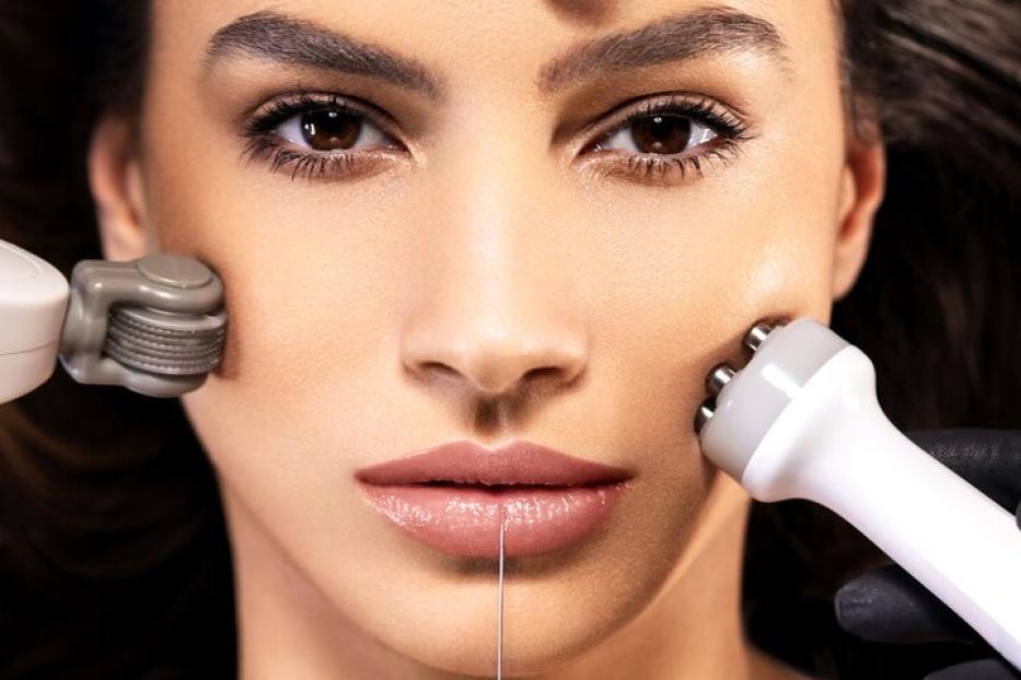 Portrait of young woman receiving full beauty treatment