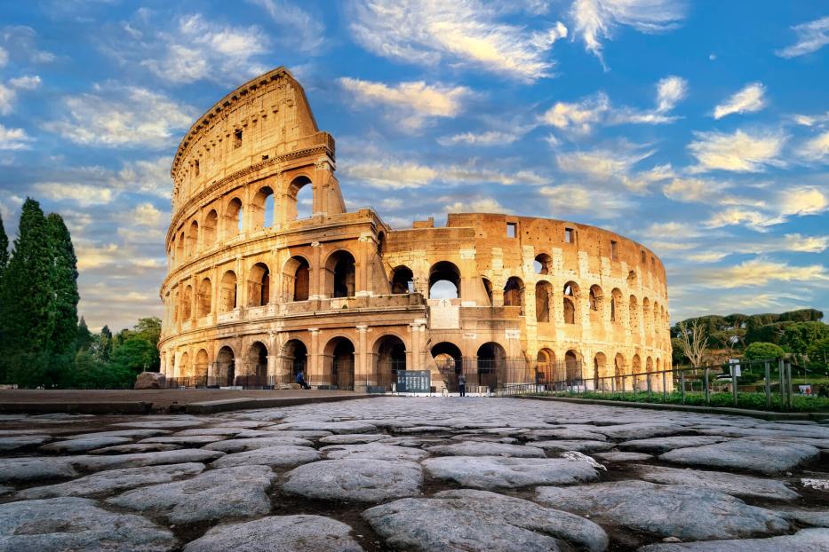 Colosseum at sunset in Rome, Italy.