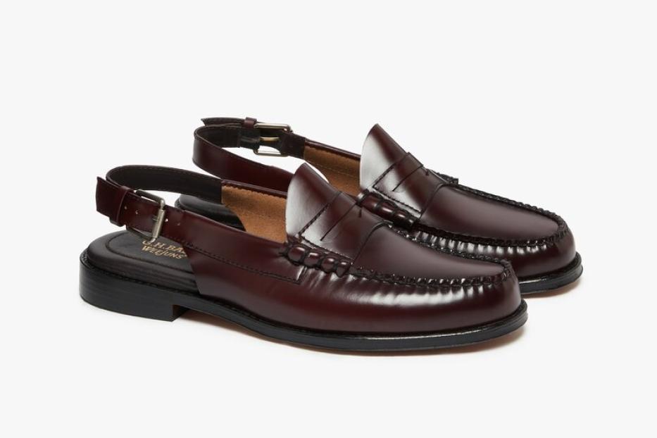 Fersenfreie Slingback-Loafer in Dunkelbraun für Männer.