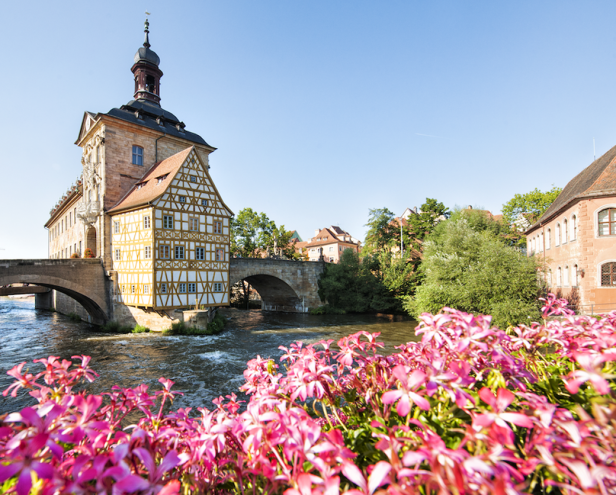 Bamberg: Altes Rathaus mit Rathausbrücke, UNESCO Welterbe