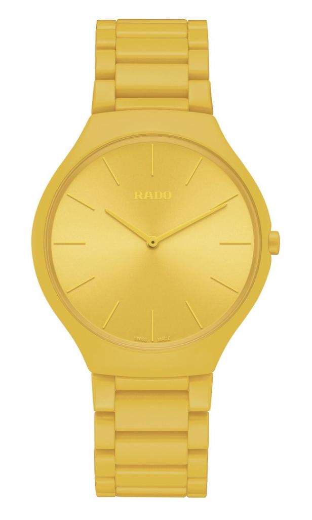 Modell "Sunshine Yellow" aus der Kollektion "True Thinline Les Couleurs™ Le Corbusier" von Rado