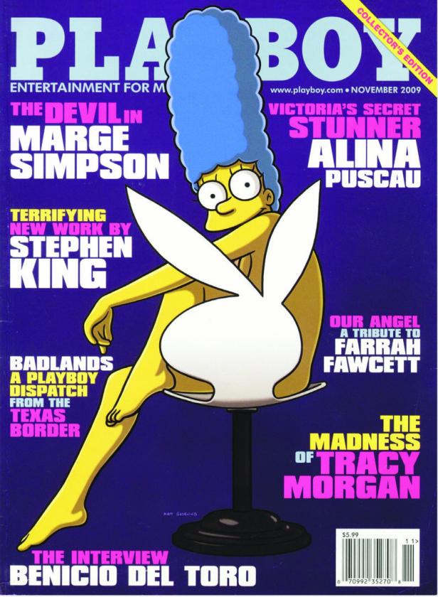 Marge nackt auf einem Häschen-Barhocker auf dem Playboy-Cover