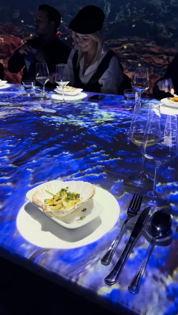 Immersive Dining: Die Vorspeise mit Projektionen von Unterwasserwelten 