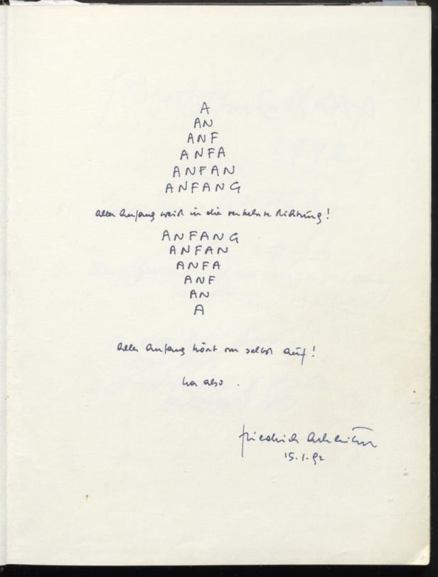 Friedrich Achleitner "Anfang" Friedrich Achleitner "Anfang"
