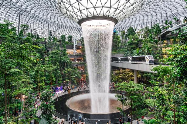 Indoor waterfall located inside Jewel Changi Airport, Singapore