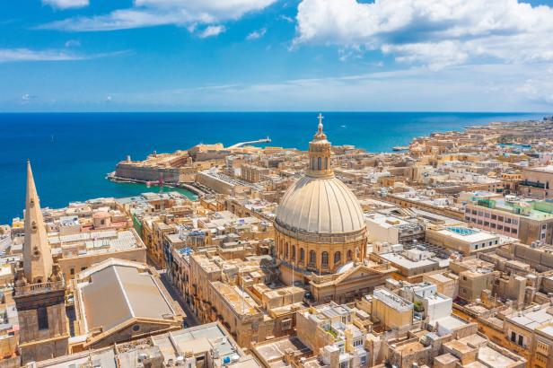 Aerial view of Lady of Mount Carmel church, St.Paul's Cathedral in Valletta city, Malta. Aerial view of Lady of Mount Carmel church, St.Paul's Cathedral in Valletta city, Malta.