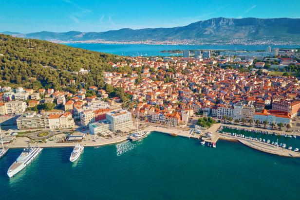 Aerial view of Split, Croatia. Coastal touristic city in Dalmatia Aerial view of Split, Croatia. Coastal touristic city in Dalmatia