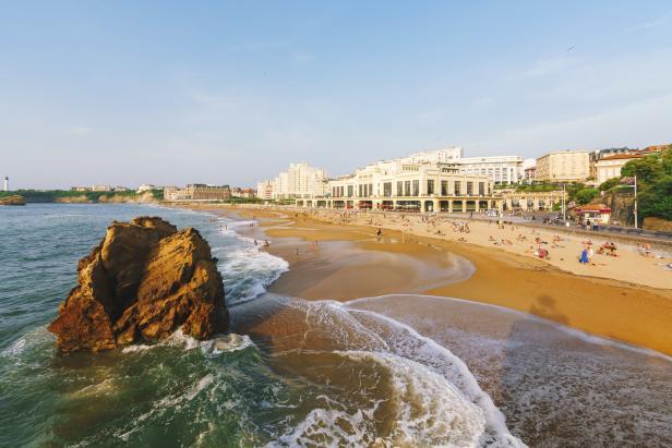 Biarritz beach during sunset France Biarritz beach during sunset France