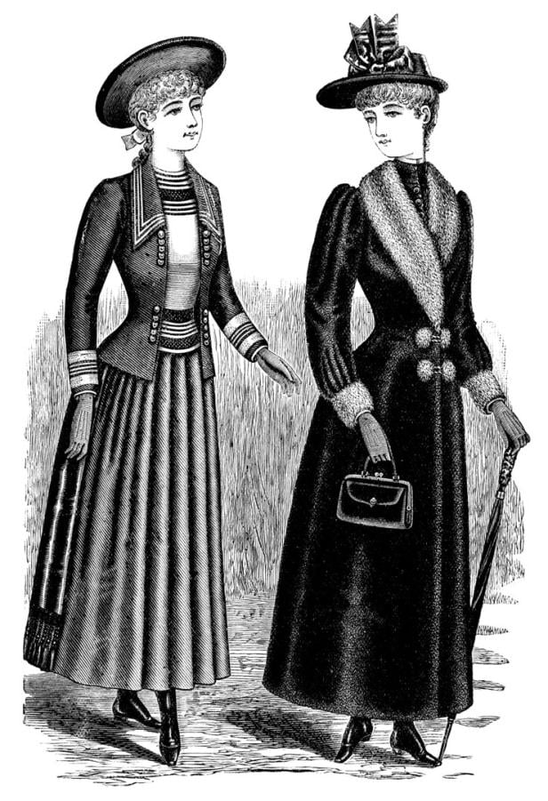 1890s Victorian Fashion, Ladies Walking Dresses - 19th Century 1890s Victorian Fashion, Ladies Walking Dresses - 19th Century