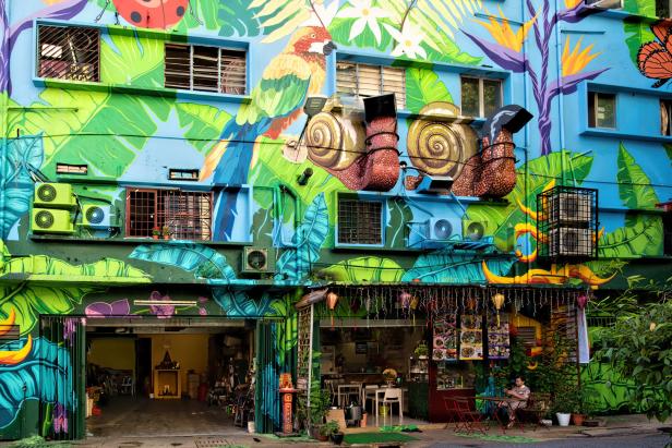 Beautiful street art in Kuala Lumpur Malaysia attracts many tourists