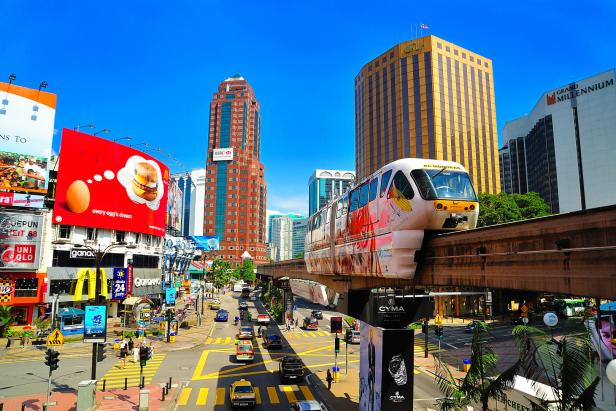 Monorail at Bukit Bintang, Kuala Lumpur, Malaysia.