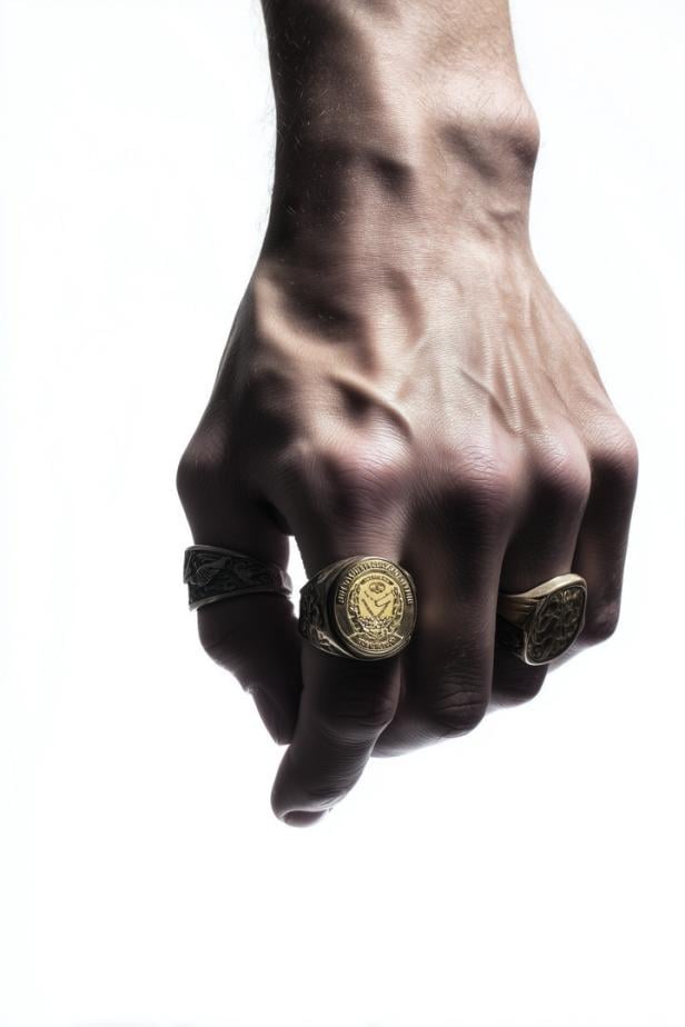 Hand mit goldenem Siegelring