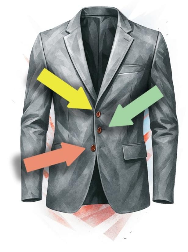 Dreiknofpiges Sakki, der mittlere ist geschlossen, der untere offen, der obere zu. Doch der kann auch offen sein