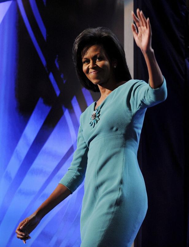 Michelle Obama, wife of Barack Obama, addresses the 2008 Democratic National Convention