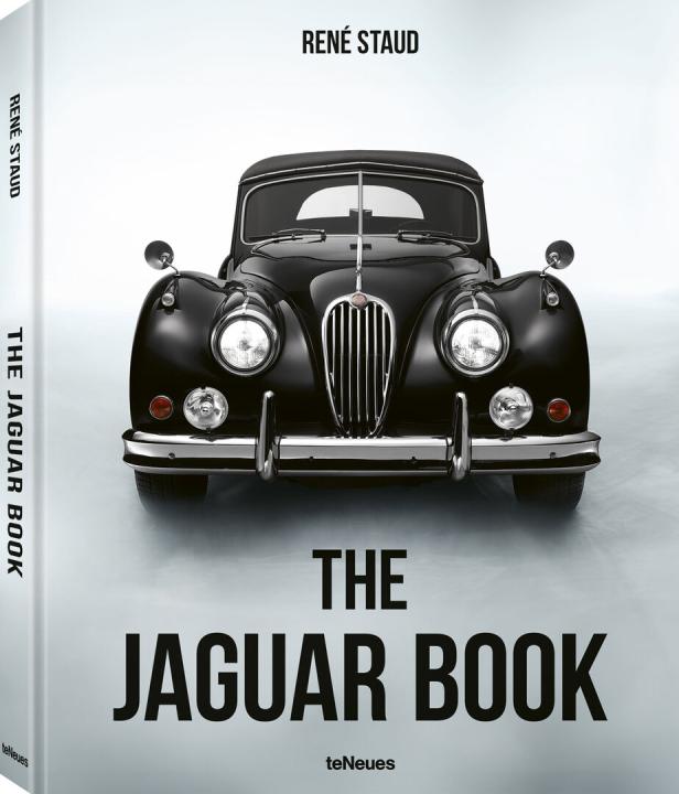 Das Buch "The Jaguar Book" von René Staud zeigt einen schwarzen Oldtimer-Jaguar.