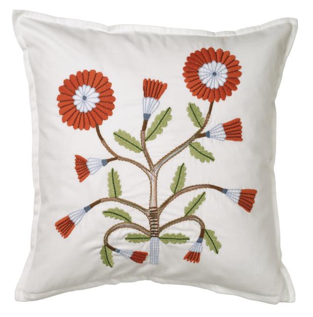 Bestickter Kissenbezug mit Blumen