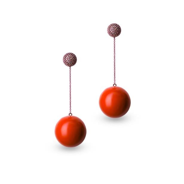 Rote Kugel-Ohhringe