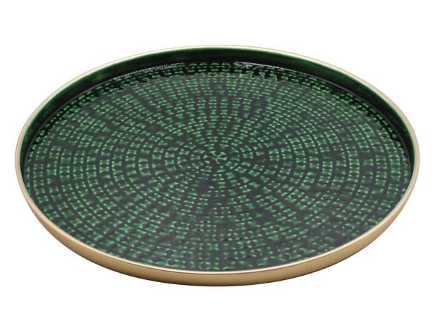 Ein großes, grünes Tablett