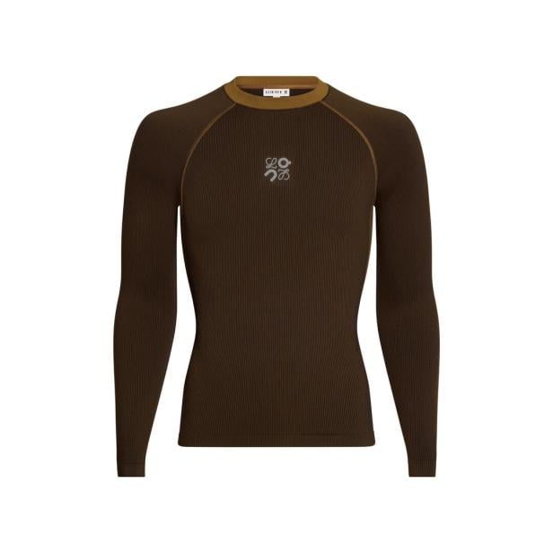 Ein braunes Funktionsshirt mit langen Ärmeln