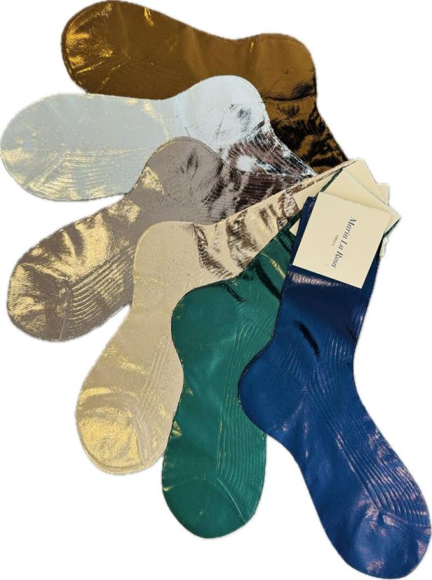 Socken in braun, blau, grün, taupe und grau