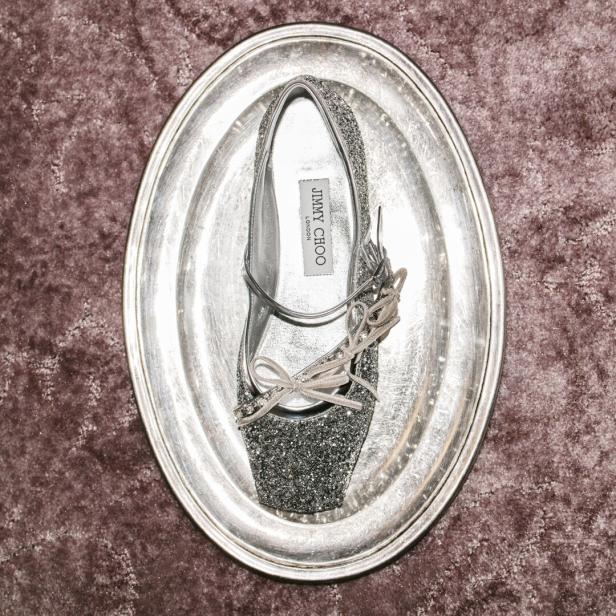 Silbener Glitzer-Ballerina