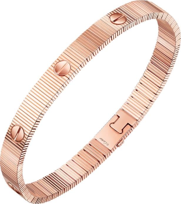 Ein rosegoldenes Armband mit Schrauben