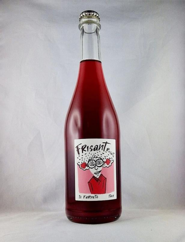 Eine durchsichtige Flasche mit Roter Flüssigkeit drin 