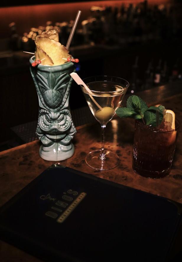 Mocktails von Dino's Apothecary Bar - v.l.n.r.: Niña Colada, Dirty Brutus, Vibrante Smash