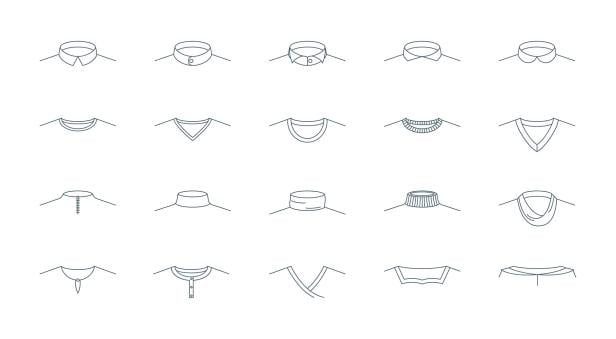 Different Types T-shirt Collars Sign Black Thin Line Icon Set. Vector