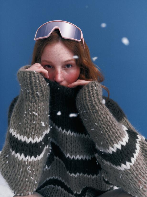 Chunky Alpaka-Pullover von Maiami in schwarz-braun