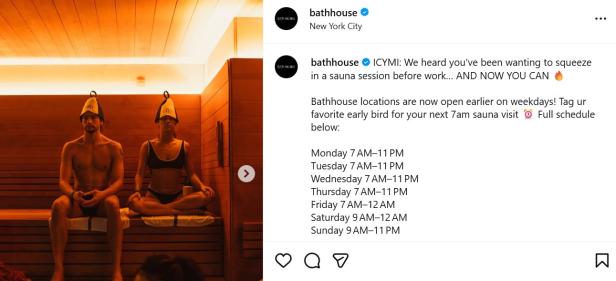 instagrameintrag von bathouse, dass sie auch am morgen geöffnet haben