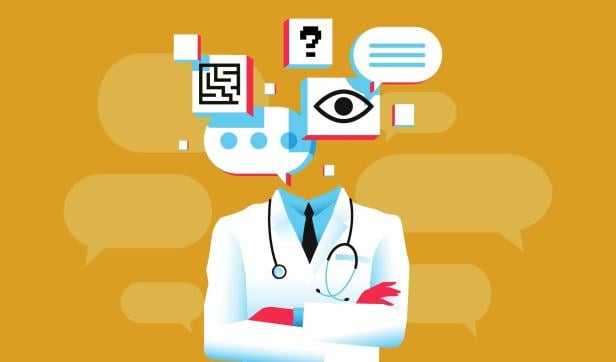 Chatbot doctor with graphic elements vector illustration