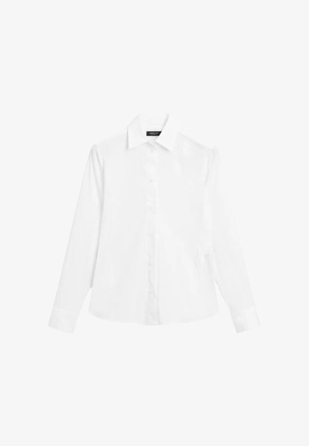 Weiße Hemdbluse aus Baumwollstretch von Massimo Dutti, ab 70 €