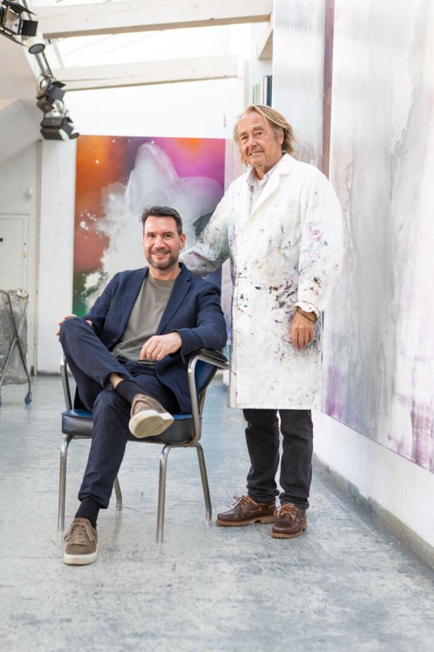 Kurier-Redakteur Alexander Kern und Maler Hubert Scheibl