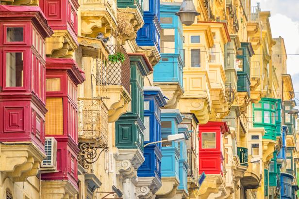 Traditional Maltese Balconies in Valletta Malta
