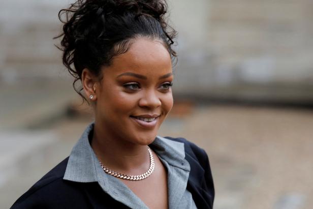 FILE PHOTO: Singer Rihanna, founder of the Clara Lionel Foundation (CLF), delivers a speech after a meeting with the French President at the Elysee Palace in Paris