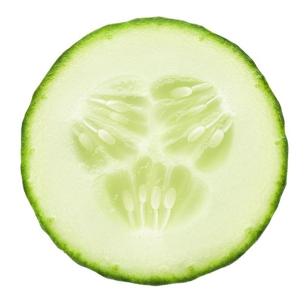 fresh juicy slice cucumber on a white background, isolated, clipping path