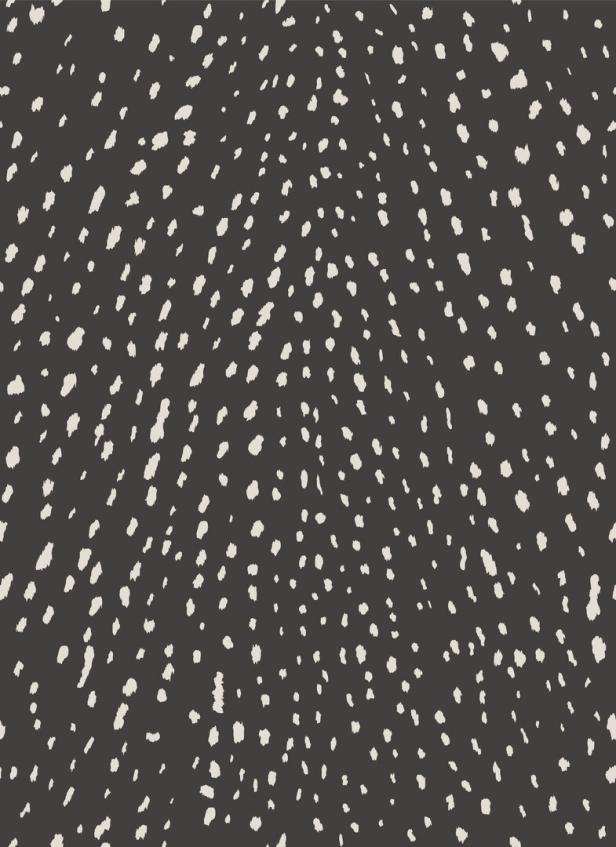 Animal Seamless Pattern With Off White Spots In Dark Grey Background. Deer Skin Animal Print.